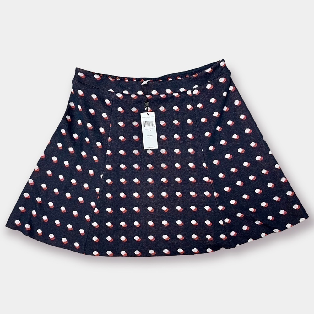 NWT BCBG Generation Polka Dot Skirt Navy Red White Size Medium
